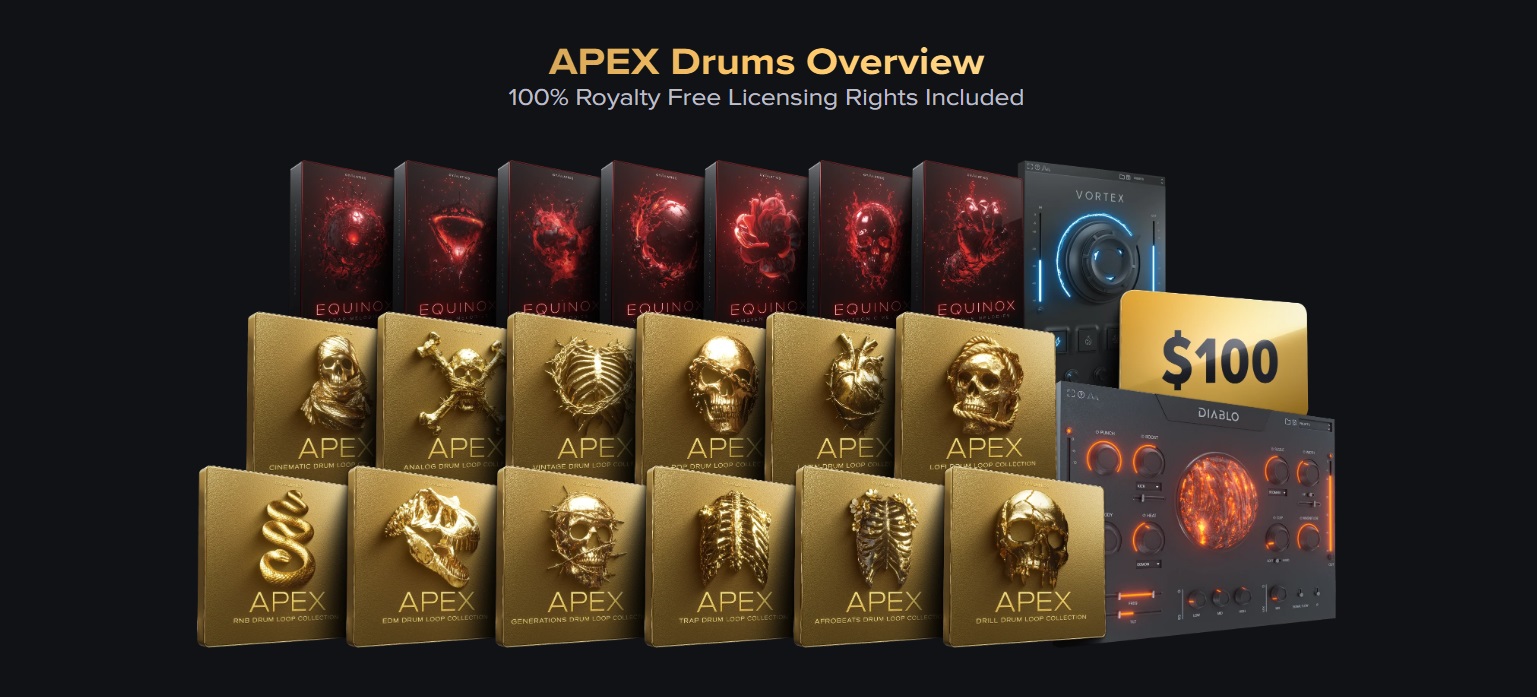 【EDM多风格鼓组采样套件包】Cymatics – APEX Drums ULTIMATE Edition