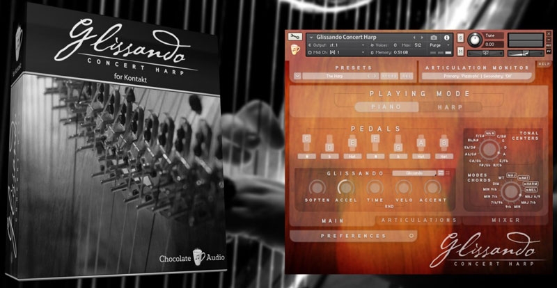 【古典竖琴乐器KONTAKT扩展】Chocolate Audio – Glissando Harps KONTAKT